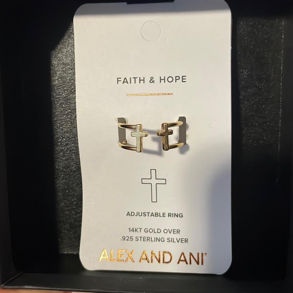 Alex and Ani Faith & Hope Cross adjustable ring